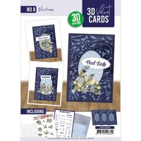 3D Velvet Cards A6 Nr 8 Blue Pansies