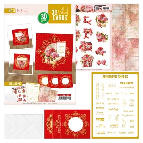 3D Velvet Cards A6 Nr 3 Rose Bouquet 3D Velvet Cards A6 Nr 3 Rose Bouquet