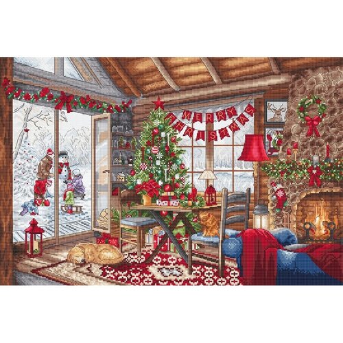 Leti Stitch Leti Stitch borduurpakket Christmas Cabin 43 x 29 cm Leti Stitch Leti Stitch borduurpakket Christmas Cabin 43 x 29 cm