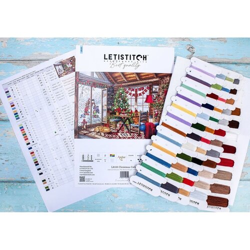 Leti Stitch Leti Stitch borduurpakket Christmas Cabin 43 x 29 cm