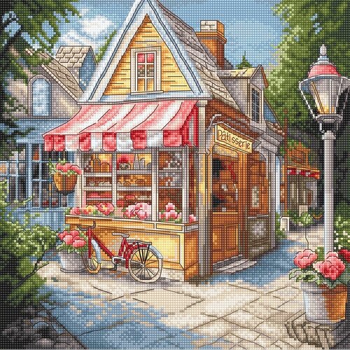 Leti Stitch Leti Stitch borduurpakket Pastry shop 24 x 24 cm Leti Stitch Leti Stitch borduurpakket Pastry shop 24 x 24 cm