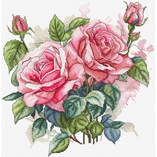Leti Stitch Leti Stitch borduurpakket Pink Bloom 22 x 23 cm Leti Stitch Leti Stitch borduurpakket Pink Bloom 22 x 23 cm