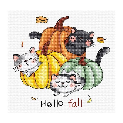 Leti Stitch Leti Stitch borduurpakket Hello Fall 12 x 12 cm Leti Stitch Leti Stitch borduurpakket Hello Fall 12 x 12 cm