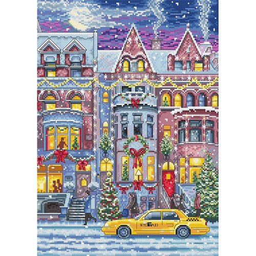 Leti Stitch Leti Stitch borduurpakket Winter Townhouse 21 x 30 cm Leti Stitch Leti Stitch borduurpakket Winter Townhouse 21 x 30 cm