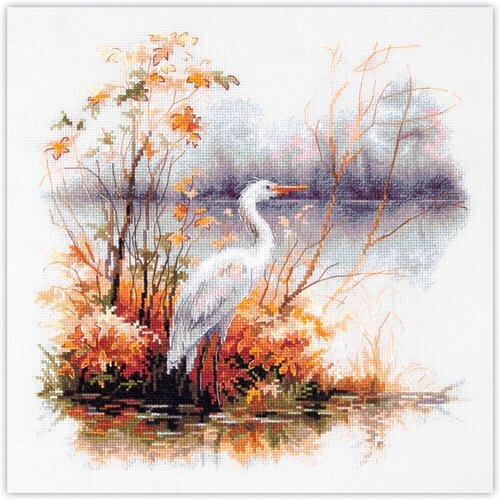 Magic Needle Magic Needle borduurpakket White Heron 26 x 26 cm Magic Needle Magic Needle borduurpakket White Heron 26 x 26 cm