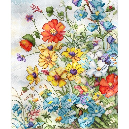 Leti Stitch Leti Stitch borduurpakket Wildflowers 18 x 21 cm Leti Stitch Leti Stitch borduurpakket Wildflowers 18 x 21 cm