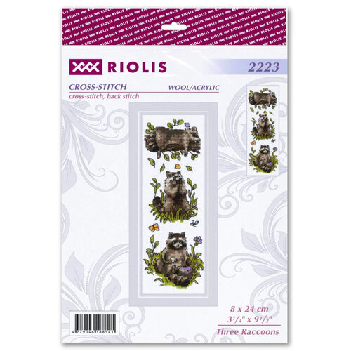 Riolis Riolis borduurpakket Drie Wasberen 8 x 24 cm