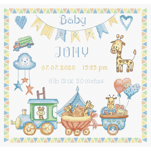 Leti Stitch Leti Stitch Geboortetegel Baby Boy Record 27 x 25 cm Leti Stitch Leti Stitch Geboortetegel Baby Boy Record 27 x 25 cm