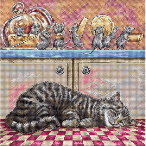 Leti Stitch Leti Stitch borduurpakket When the Cat Sleeps 27 x 27 cm Leti Stitch Leti Stitch borduurpakket When the Cat Sleeps 27 x 27 cm