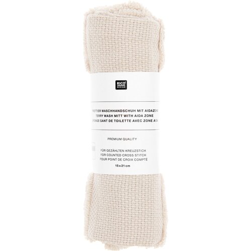 Rico Design Rico Design Washand Licht beige 15 x 21 cm met aidaband