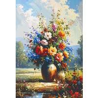 Pixelhobby Patroon 5845 Fleurige bloemen op een vaas