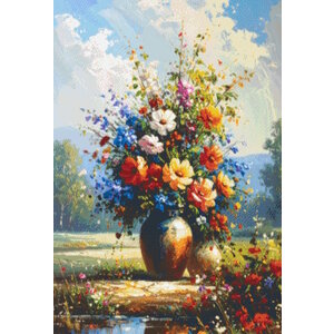 PixelHobby Pixelhobby Patroon 5845 Fleurige bloemen op een vaas