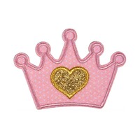 Applicatie Kroon roze 78 x 56 mm