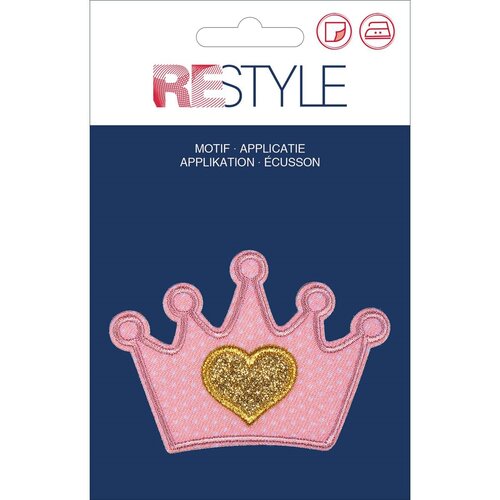 Restyle Applicatie Kroon roze 78 x 56 mm