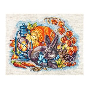 Leti Stitch Leti Stitch borduurpakket Autumn with a rabbit 25 x 20 cm Leti Stitch Leti Stitch borduurpakket Autumn with a rabbit 25 x 20 cm
