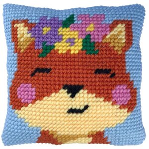 Needleart Borduurpakket Kussen Voorbedrukt Spring Time Fox ca. 20,8 x 20,8 cm