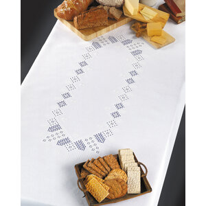Permin Hardanger Borduurpakket Tafellaken White on white 58-4726