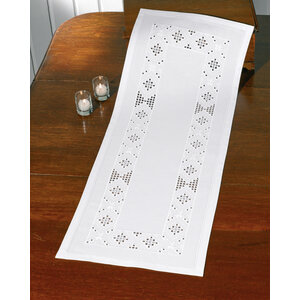 Permin Hardanger Borduurpakket Tafelloper Hardanger white 75-8788