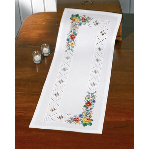 Permin Hardanger Borduurpakket Tafeloper Bloemen 75-8798