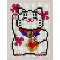 Borduurpakket Gelukskatje voor kinderen, voorbedrukt