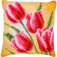 Vervaco Borduur Kussen Tulpen 40 x 40 cm