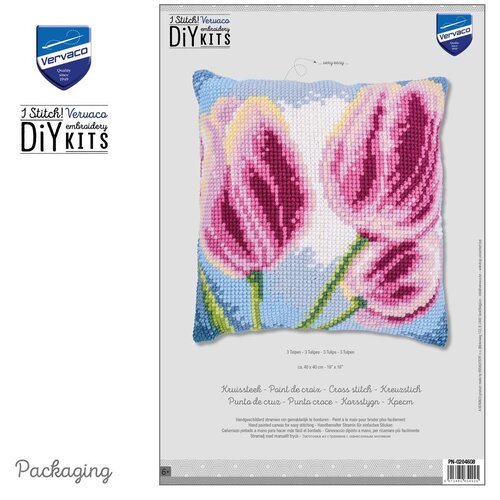 Vervaco Vervaco Borduur Kussen 3 Tulpen 40 x 40 cm  PN-0204608