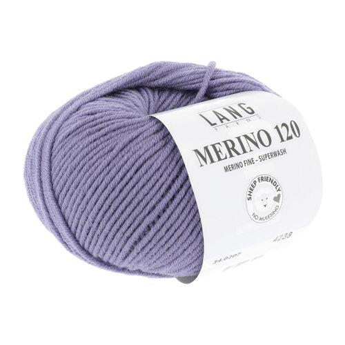 Lang Yarns Lang Yarns Merino 120 50 gram Lila 207 Lang Yarns Lang Yarns Merino 120 50 gram Lila 207