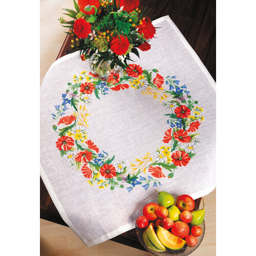 Permin Permin Borduurpakket Tafelkleed Poppies 43-259 Permin Permin Borduurpakket Tafelkleed Poppies 43-259