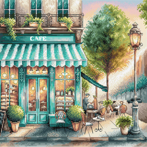 AVA Stitch Borduurpakket A Coffee in Town AVA-P026 AVA Stitch Borduurpakket A Coffee in Town AVA-P026