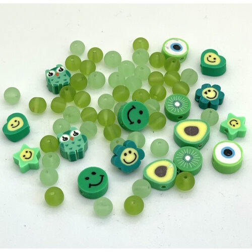 Hobbyring Katsuki smile beads green 64 delig Hobbyring Katsuki smile beads green 64 delig