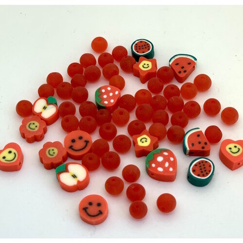 Hobbyring Katsuki smile beads red 64 delig Hobbyring Katsuki smile beads red 64 delig