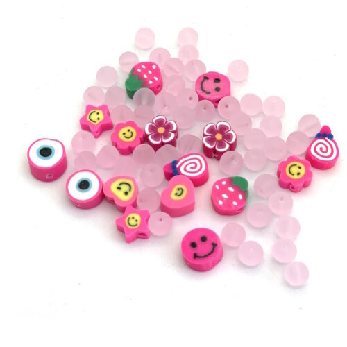 Hobbyring Katsuki smile beads pinkl 64 delig Hobbyring Katsuki smile beads pinkl 64 delig