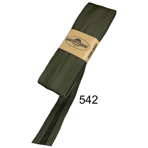 Oakidoki Biaisband katoen 20 mm 5 meter Legergroen 542 Oakidoki Biaisband katoen 20 mm 5 meter Legergroen 542