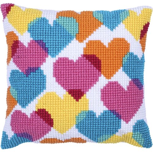 Needleart Borduurpakket Kussen Voorbedrukt Heart Collage 40 x 40 cm Needleart Borduurpakket Kussen Voorbedrukt Heart Collage 40 x 40 cm