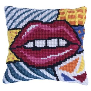 Needleart Borduurpakket Kussen Voorbedrukt Patchwork Kiss 40 x 40 cm
