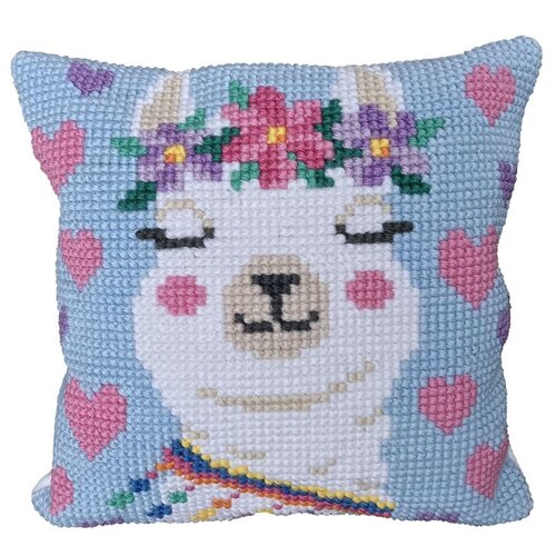 Needleart Borduurpakket Kussen Voorbedrukt Lama 40 x 40 cm Needleart Borduurpakket Kussen Voorbedrukt Lama 40 x 40 cm