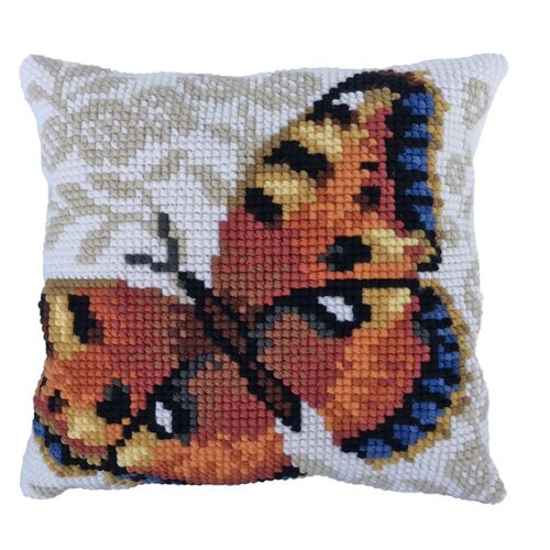 Needleart Borduurpakket Kussen Voorbedrukt Umber Butterfly 40 x 40 cm Needleart Borduurpakket Kussen Voorbedrukt Umber Butterfly 40 x 40 cm