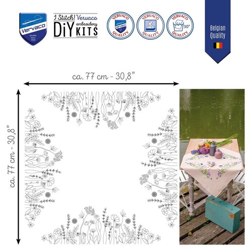 Vervaco Vervaco Tafelkleed Paarse tuinenpracht 77 x 77 cm