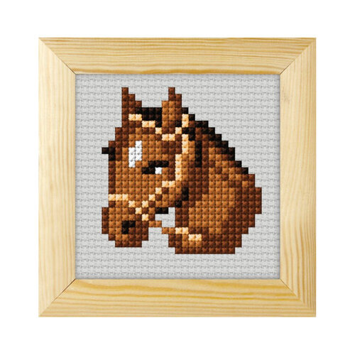 Orchidea Borduurpakket Horse 11 x 11 cm met houten lijstje Orchidea Borduurpakket Horse 11 x 11 cm met houten lijstje