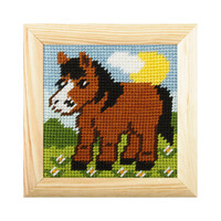 Borduurpakket Paardje 11 x 11 cm met houten lijstje