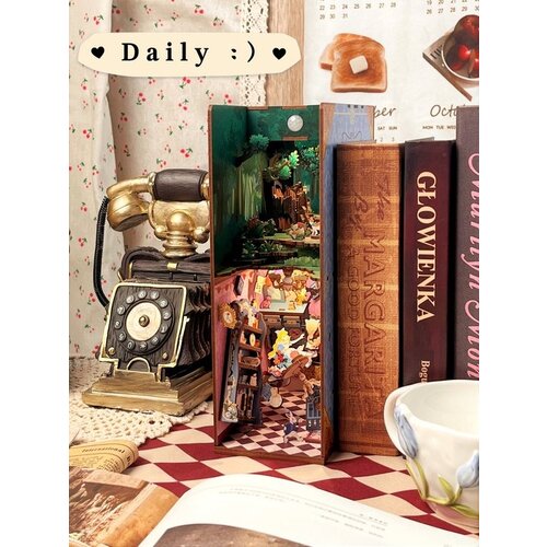 Robotime 3D Modelbouwpakket DIY Huisjes DIY Book Nook Boekensteun Alice in Wonderland