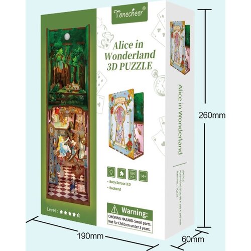 Robotime 3D Modelbouwpakket DIY Huisjes DIY Book Nook Boekensteun Alice in Wonderland