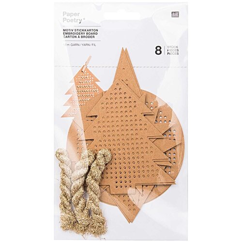 Rico Design Borduurkaarten Kerst 8 stuks met garen Rico Design Borduurkaarten Kerst 8 stuks met garen