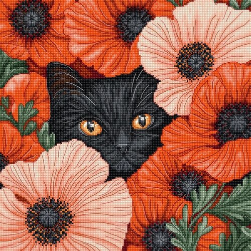 Leti Stitch Leti Stitch borduurpakket Poppy Eyes 24 x 24 cm Leti Stitch Leti Stitch borduurpakket Poppy Eyes 24 x 24 cm