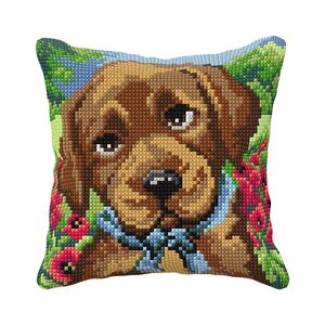 Orchidea Orchidea Borduurkussen Puppy 40 x 40 cm Orchidea Orchidea Borduurkussen Puppy 40 x 40 cm