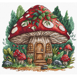 AVA Stitch Ava Stitch Borduurpakket Mushroom Cabin AVA Stitch Ava Stitch Borduurpakket Mushroom Cabin