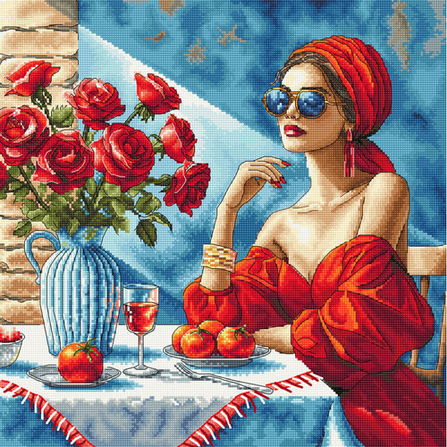 AVA Stitch AVA Stitch Borduurpakket Lady in Red AVA Stitch AVA Stitch Borduurpakket Lady in Red