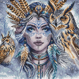 AVA Stitch AVA Stitch Borduurpakket The Warrior and her Guardian Owls AVA Stitch AVA Stitch Borduurpakket The Warrior and her Guardian Owls