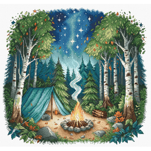 AVA Stitch AVA Stitch Borduurpakket Camp in the Forest AVA Stitch AVA Stitch Borduurpakket Camp in the Forest