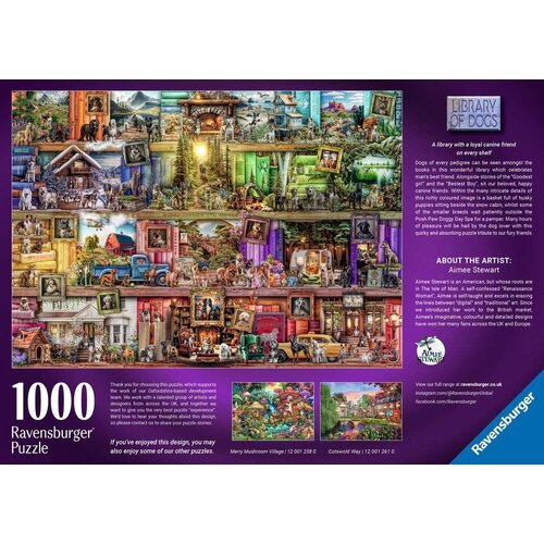 Ravensburger Ravensburger The Library of Dogs 1000 stukjes Ravensburger Ravensburger The Library of Dogs 1000 stukjes